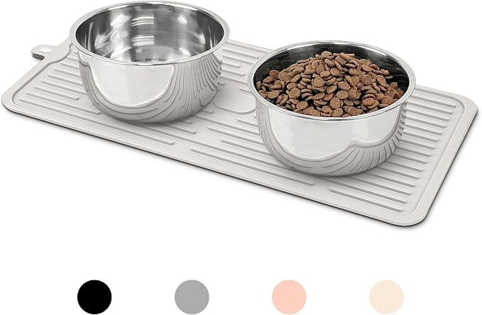 Ptlom Pet Placemat for Dog and Cat, Anti-Slip Waterproof Dogs Feeding Mat by PTLOM