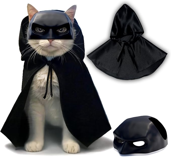 Black Bat Cat Mask and Cloak Costume by Handmade