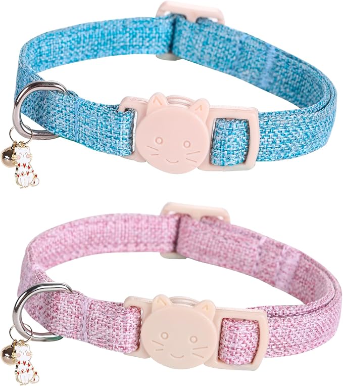 Cat Collar-2 Pack Cat Collar Blue and Pink Linnet by BoboRainbow