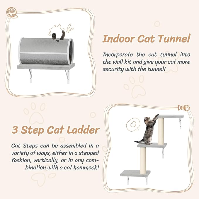NUNU LAB 14-in-1 Cat Wall Shelves Set, Wall-Mounted Cat Climber - Image 4