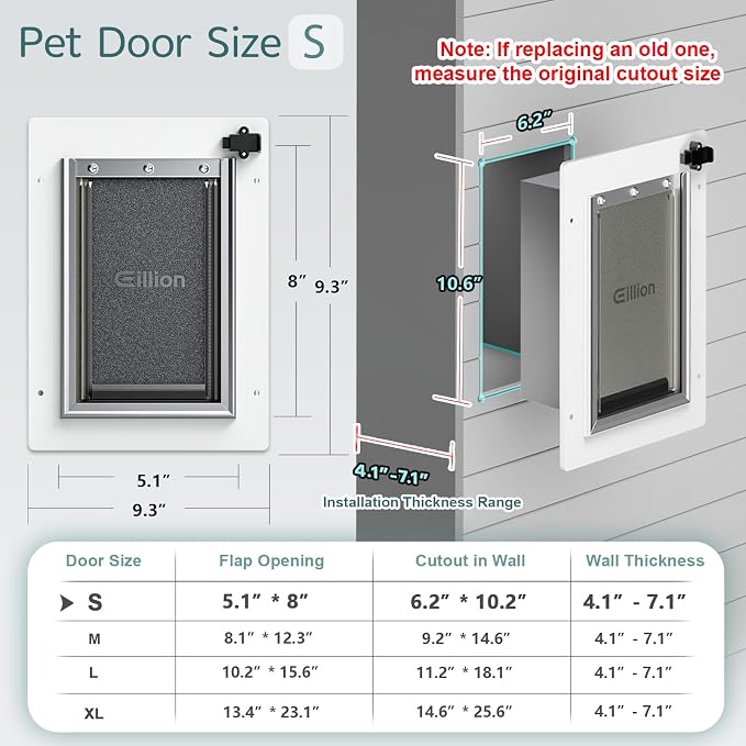 Cat Door for Wall Dog Door for Wall Exterior, 3-Flap Small Pet Door for Walls - Image 6