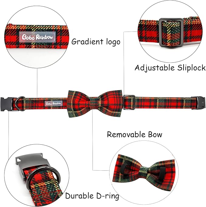 Dog Collar - Thanksgiving Turkey Dog Collar Bowtie Gift Puppy Soft Bow - Image 2