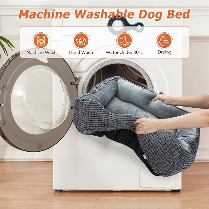 MIXJOY Dog Bed for Large Medium Small Dogs, Rectangle Washable Sleeping Puppy - Image 7