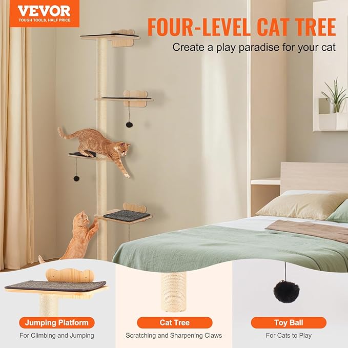 VEVOR 4 Tiers Cat Wall Furniture Set - Image 2