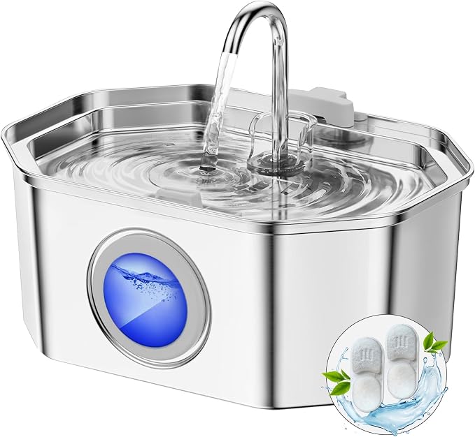 Cat Water Fountain Stainless Steel 108oz/3.2L, APAUK Automatic Pet Fountain Dog by APAUK