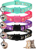 4PCS Cat Collar with Bells, Breakaway Cat Collars, Moons Stars Cute Kitty by Baeuppit