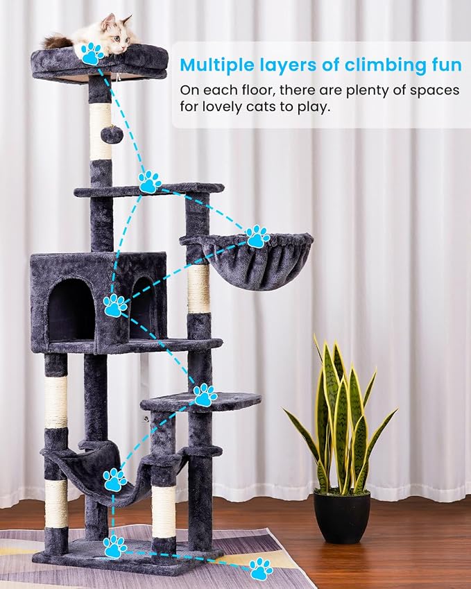 Hey-brother Cat Tree with Large Hammock, Cat Condo with Sisal-Covered - Image 6