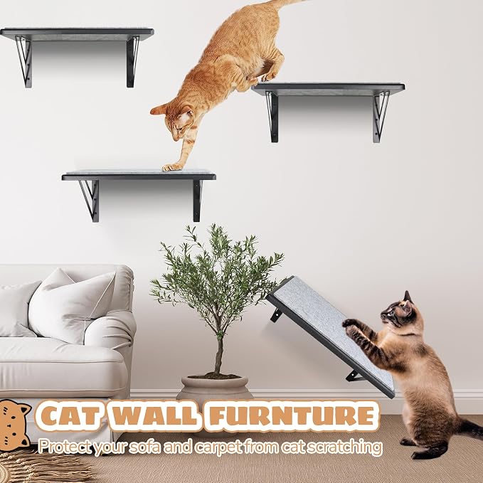 Cat Wall Shelves Set of 4, Purrfect Cat Furniture Set - Image 2