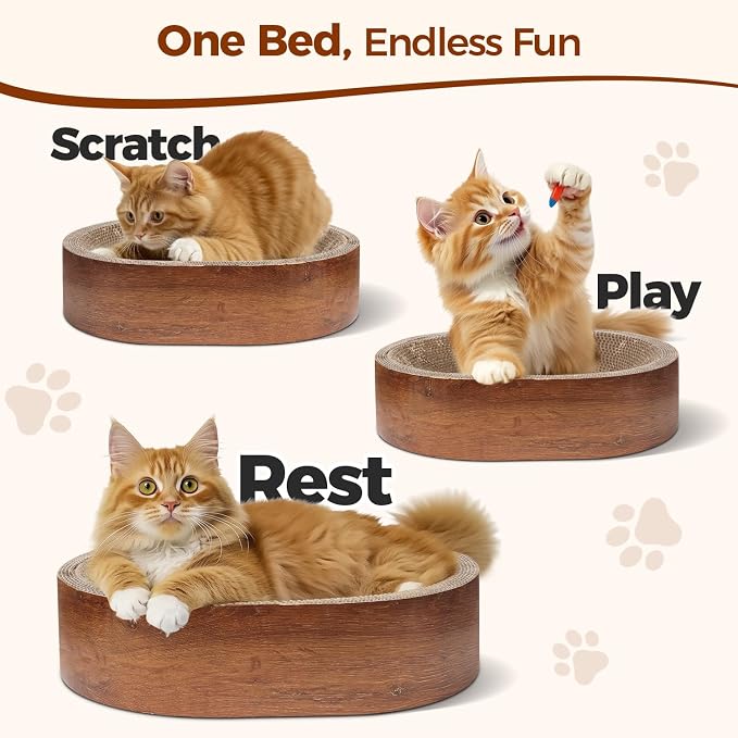 ComSaf Cat Scratcher Bed, Durable Cat Scratching Board, Oval Cat Scratch Pad - Image 6