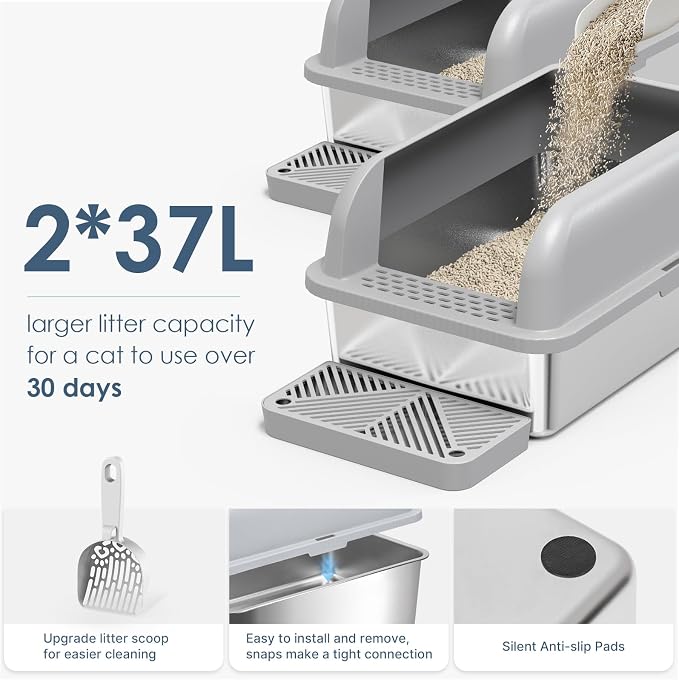 2 Pack XL Stainless Steel Litter Box Enclosure - Image 2