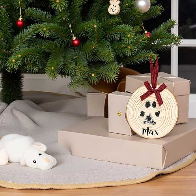 Pearhead Rustic Wood Paw Print Christmas Tree Ornament, Dog or Cat Pawprint - Image 5