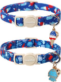 Lionet Paws 2pcs Pack Summer Cat Collars, Breakaway Kitten Blue Cat Collars by lionetpaws