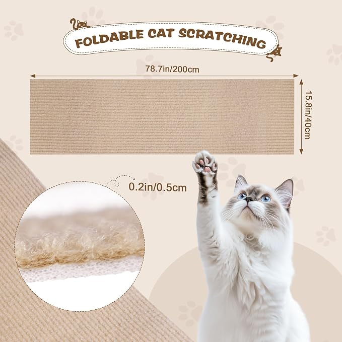 Eunice Cat Scratching Mat, Self-Adhesive Cat Scratch Carpet, Trimmable - Image 2