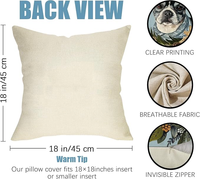Fahrendom Winter Dogs Decorative Throw Pillow Covers 18 x 18 Set of 4, Boston - Image 3