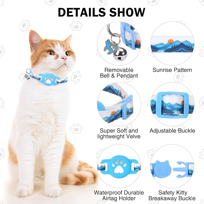 Airtag Cat Collar Breakaway, Cute GPS Cat Tracker Collars - Image 4