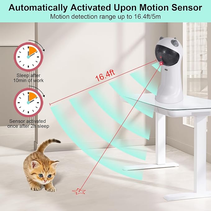TBTeek Cat Toy, Automatic Motion-Activated, 5 Fun Patterns, 4 Speed Modes - Image 3
