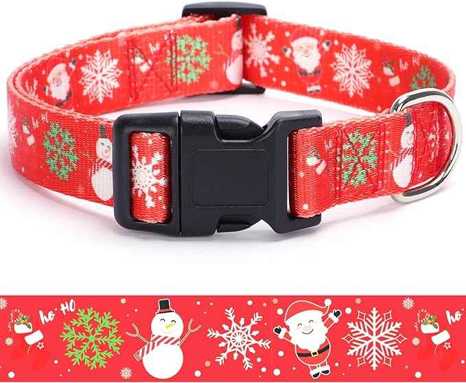 Christmas Dog Collar with Buckle Adjustable Safety Nylon Collars