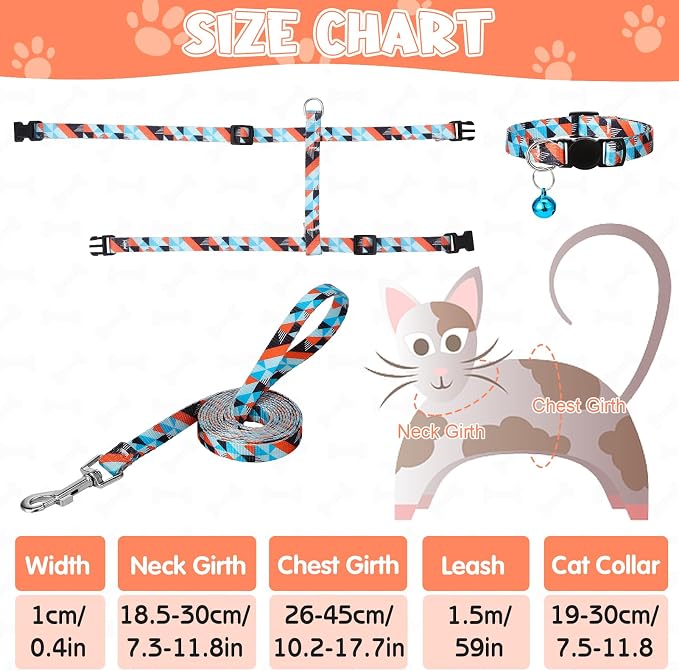 2 Pack Cat Harness and Leash Set, Escape Proof Adjustable Kitten Harness - Image 2