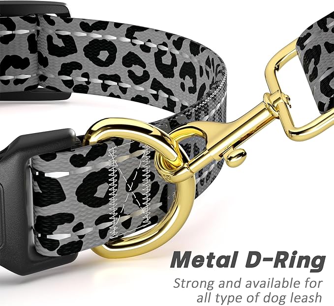 Reflective Dog Collar for Large Dogs, Cute Leopard Style Adjustable Heavy-Duty - Image 5
