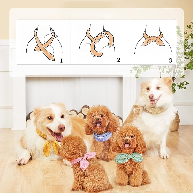 4PCS Spring Dog Bandanas Cat Birthday Cute Soft Cotton Puppy Scarfs Washable - Image 6