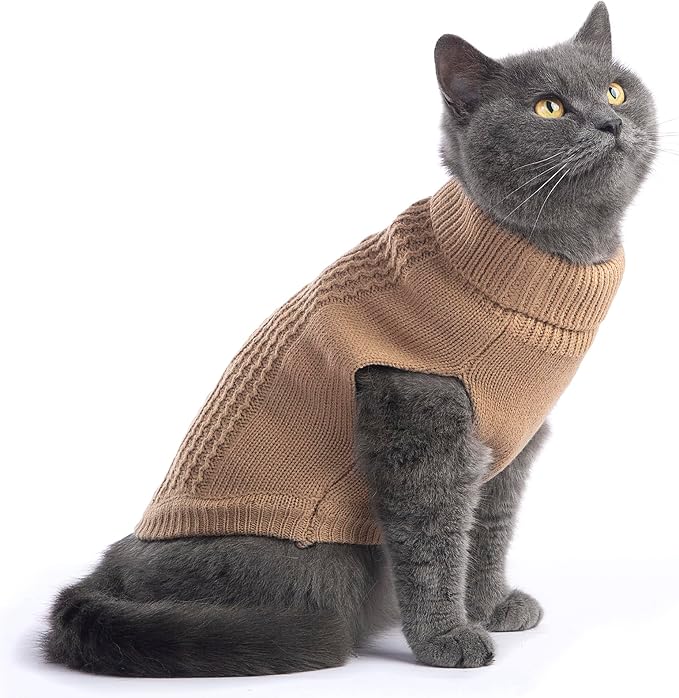 Cat Sweater Keep Your Pets Cozy, 16 Color Turtleneck Knitted Sleeveless Cat - Image 5