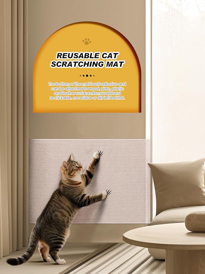 78.7"x15.8" Cat Scratch Mat, Trimmable Self-Adhesive Carpet, DIY Climb Cat - Image 6