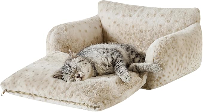 Hollypet Cat Bed Fluffy Plush Mutifuctional Double-Layer Soft Pet Couch - Image 2