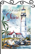 Bible Verse Let Your Light Shine Garden Flag, Beach Coastal Lighthouse by WPCTYQ