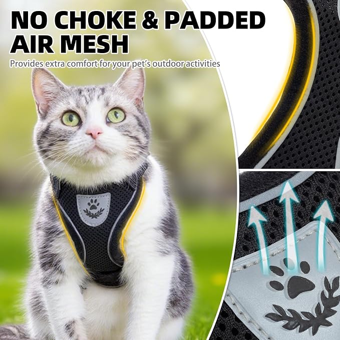 PUPTECK Cat Harness and Leash Set Escape Proof Reflective Cat Walking Harness - Image 2