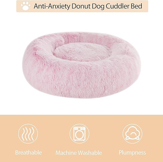 WNPETHOME Calming Dog Bed Cat Bed Donut, Faux Fur Pet Bed Self-Warming Donut - Image 3