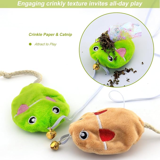 Interactive Cat Toy Wand with Catnip Mouse, Cat Teaser Wand Rainbow String - Image 7