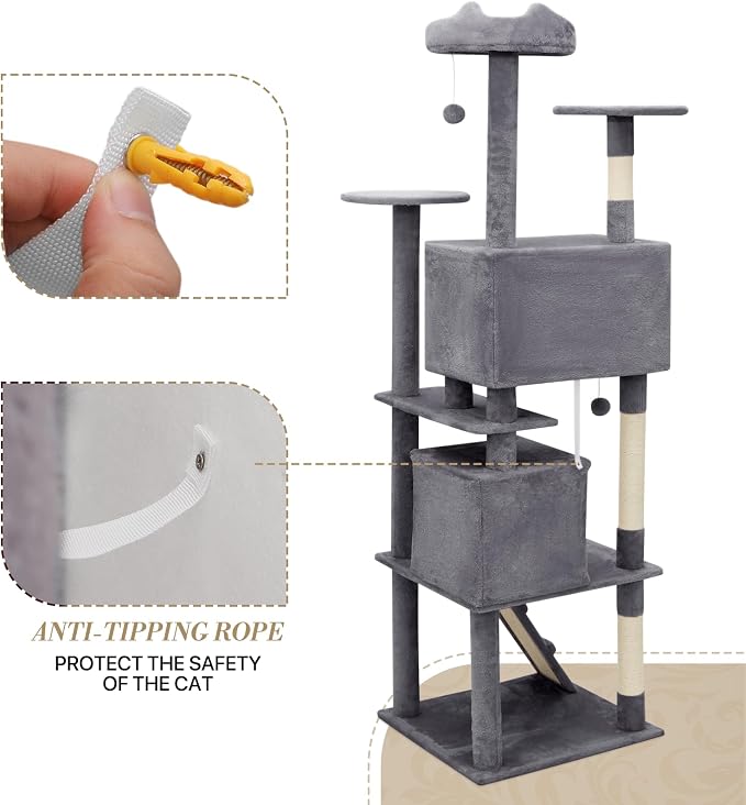 Athena Collection Cat Tree, 77 Inch Cat Tower - Image 7