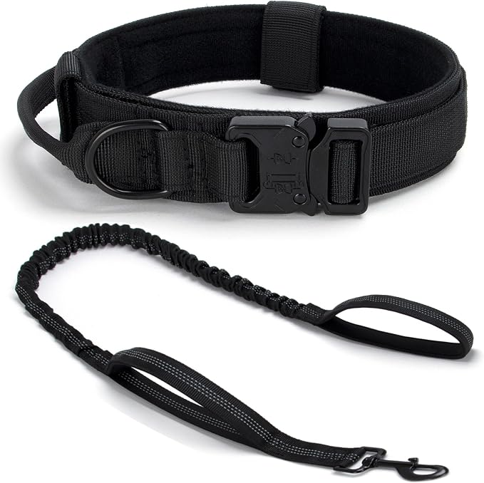 Tactical Dog Collar Set, Adjustable Military Training Nylon Dog Collar by CADONO