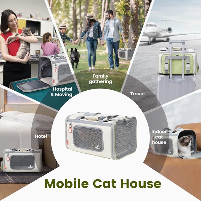 Pawaii Cat Carrier with ID Tag, TSA Airline Approved Soft Sided Collapsible Pet - Image 5