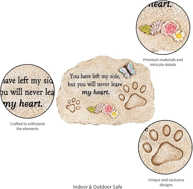 Evergreen Pet Memorial Stones | You Will Never Leave My Heart | 11.5 inches - Image 4