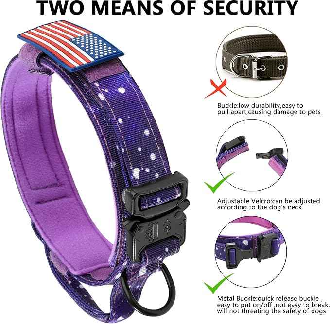 DAGANXI Tactical Dog Collar, Adjustable Military Training Nylon Dog Collar