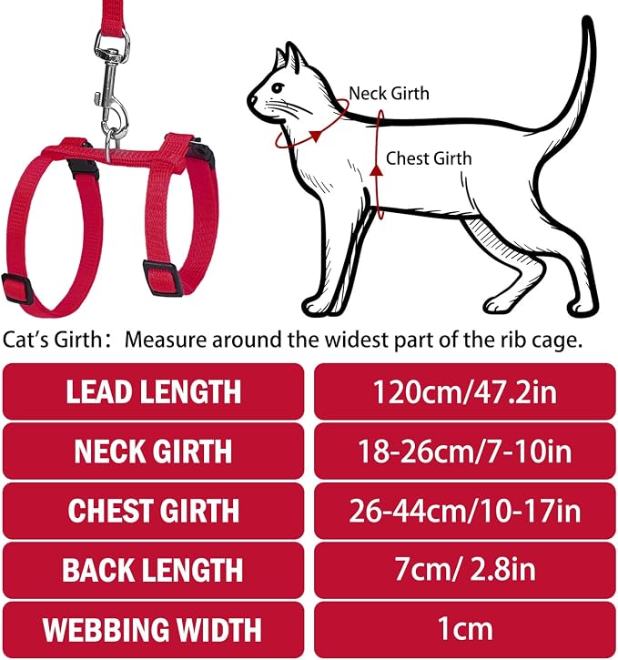 PUPTECK Adjustable Cat Harness and Leash Set Escape Proof Kitten Strap Collar - Image 2
