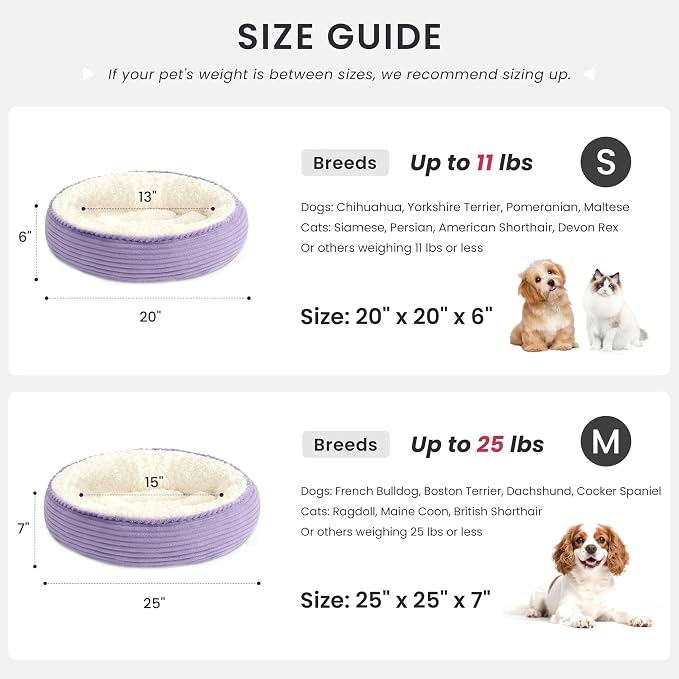 Love's cabin Round Donut Cat and Dog Cushion Bed, 25in Pet Bed - Image 4