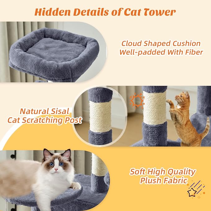 Cat Tree Tower 44 Inch, Small Cat Tower - Image 3