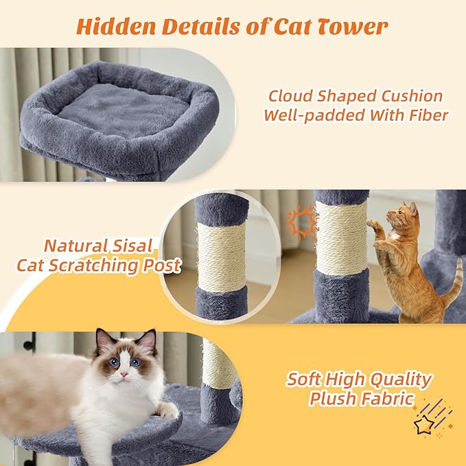 Sweetcrispy 44 inch Cat Tree Tower, Small Cat Climbing Tower - Image 5