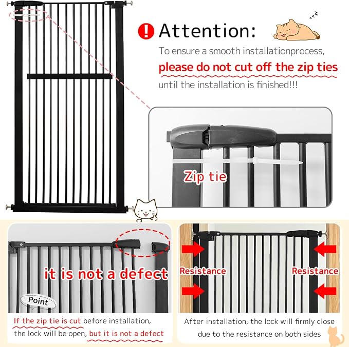 Lumizone Extra Tall Pet Gate 55.12" High Pressure Mounted 55.12"-59.24" Extra - Image 9
