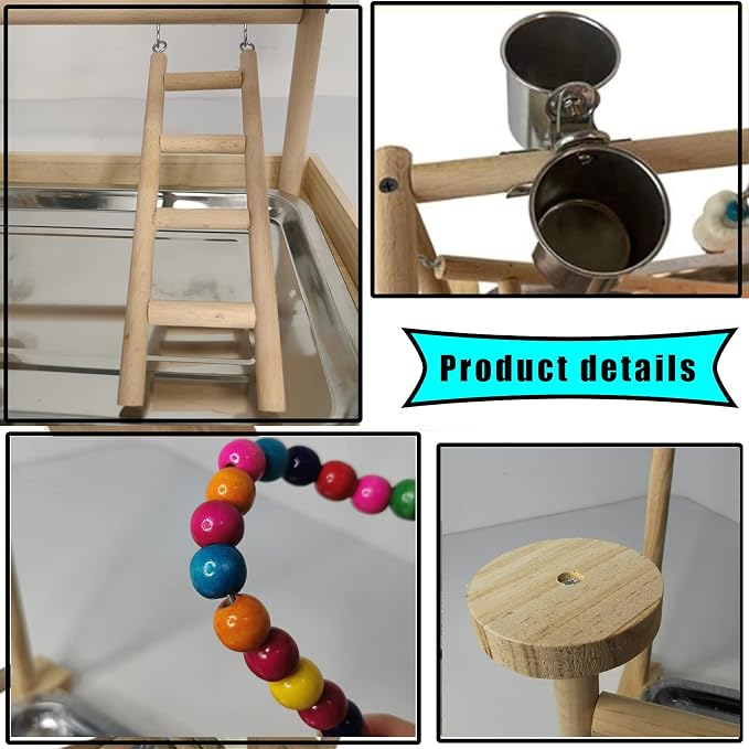 Parrots Playground, Bird Play Gym Wood Perch Stand Colours Revolving Climb - Image 3