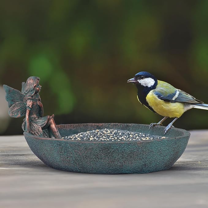 JUNIQUTE Vintage Angels Statue Bird Feeder, Fairy Garden Bird Bath - Image 6