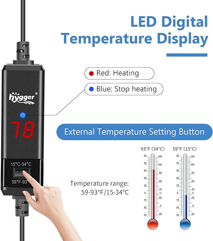hygger Small Aquarium Betta Heater, Submersible Fish Tank Heater - Image 2