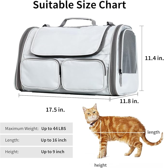 FUKUMARU Cat Carrier, Soft-Sided Small Dog Carrier, Large Cat Travel Bag - Image 9