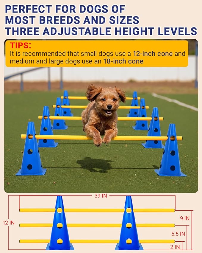 Dog Agility Course Backyard Set, Dog Agility Hurdle Cone Set - Image 2