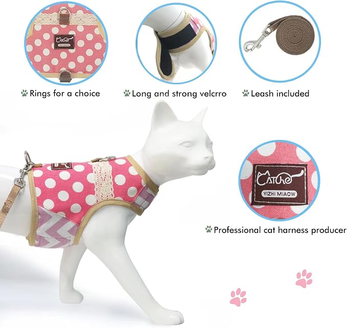 Cat Harness and Leash for Walking Escape Proof, Adjustable Cat Vest Harness - Image 3