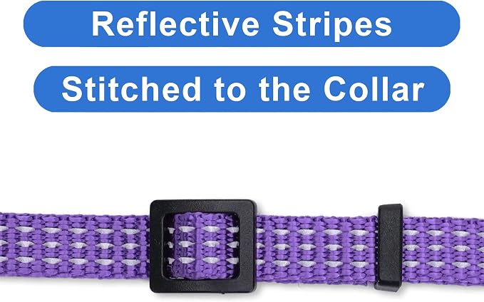 Pawtitas Reflective Purple Cat Collar - Image 4