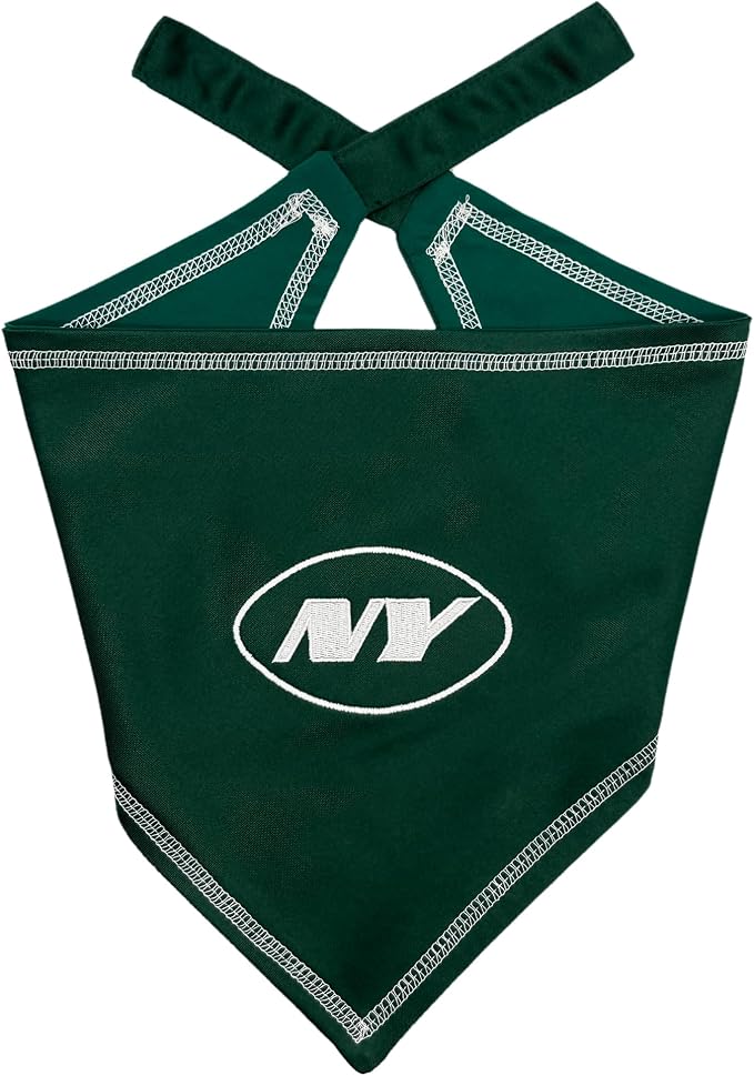 Pets First NFL New York Jets TIE Bandana, Size Large/X-Large. Dog Bandana Scarf by PETSFIRST