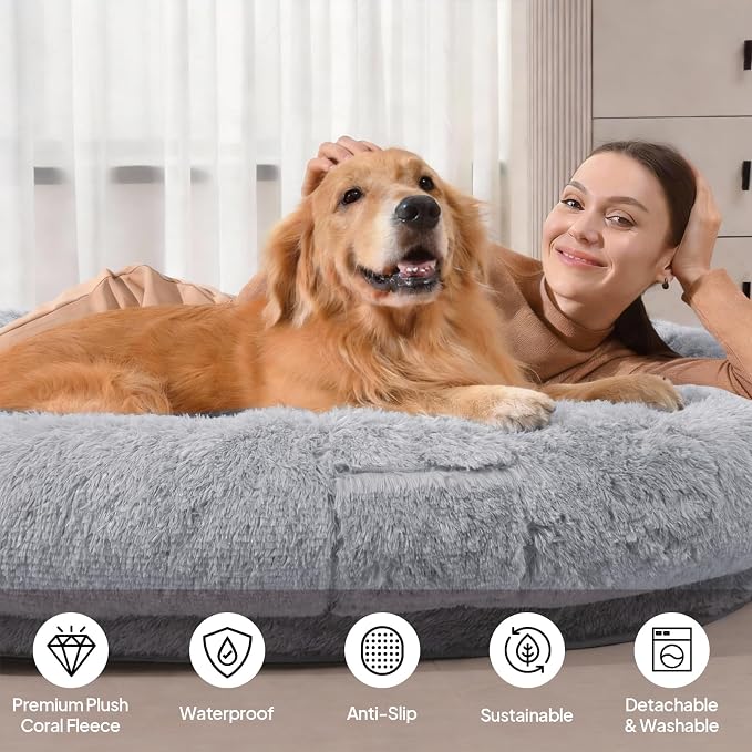 Giant Human Dog Bed for Adults and Pets, Waterproof & Machine Washable Cover - Image 2